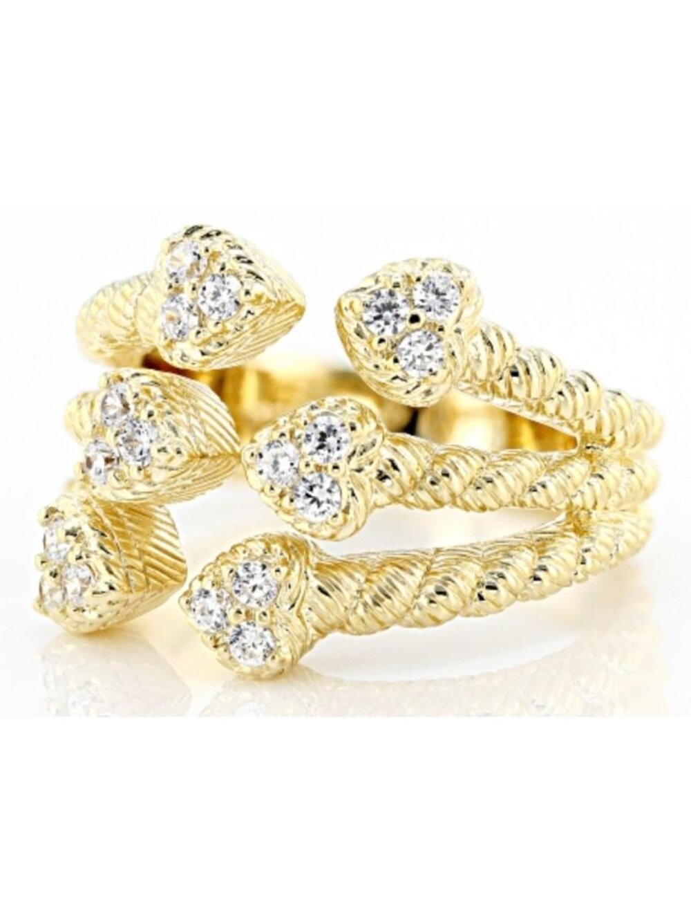 Judith Ripka Cubic Zirconia CZ 925 Sterling Silver Gold Clad Romance Heart Ring